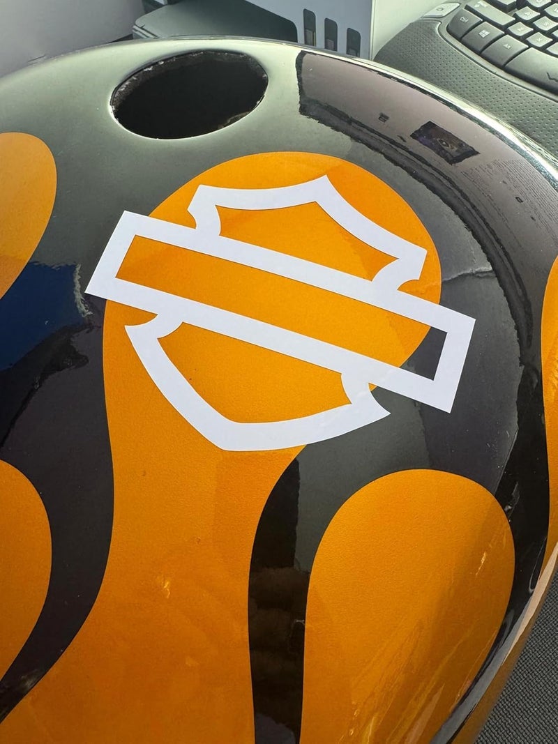 f&b decals Motorcycle bar and Shield Design Vinyl Decal #2 Pieces Moto HD Club 5"x4" (White) - Image 2